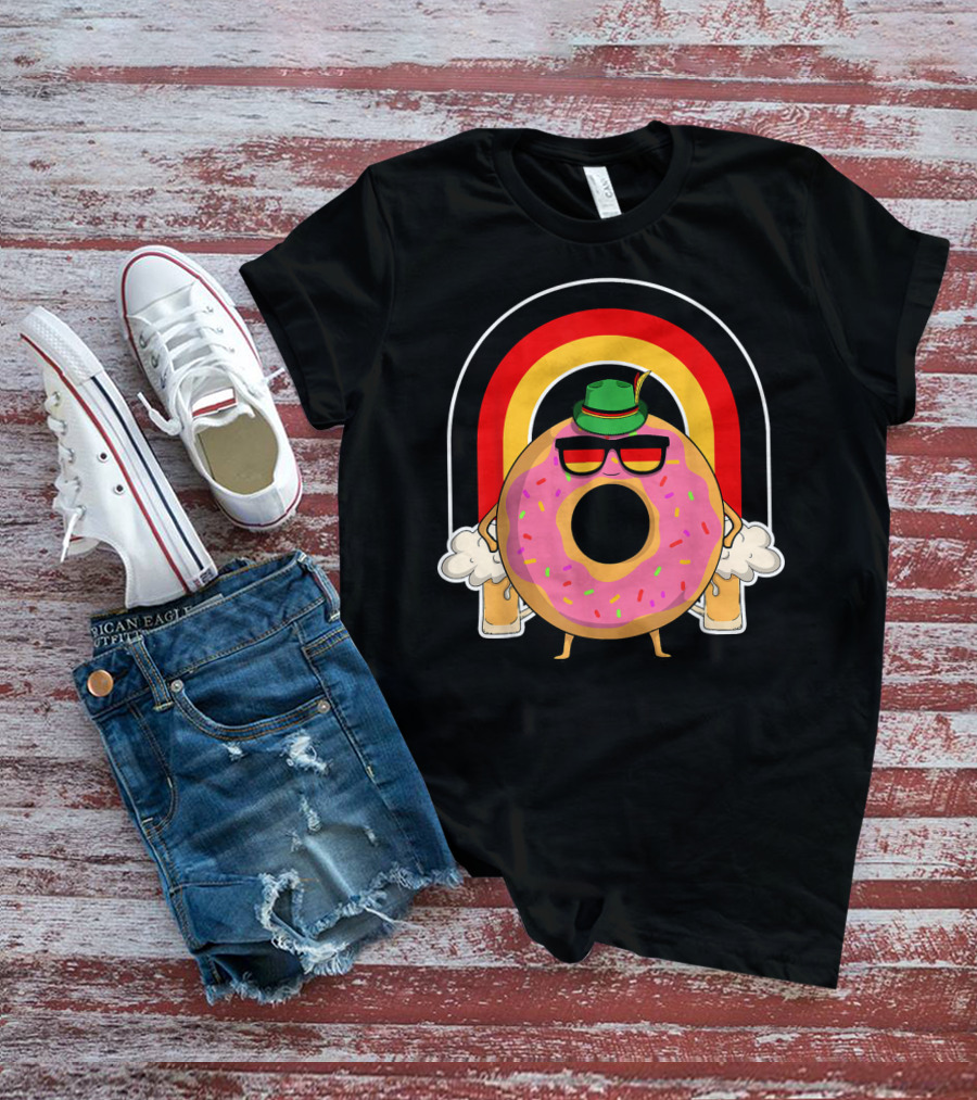 Donuts Beer Oktoberfest Prost German Fla Bavarian Rainbow Hat Party T-Shirt