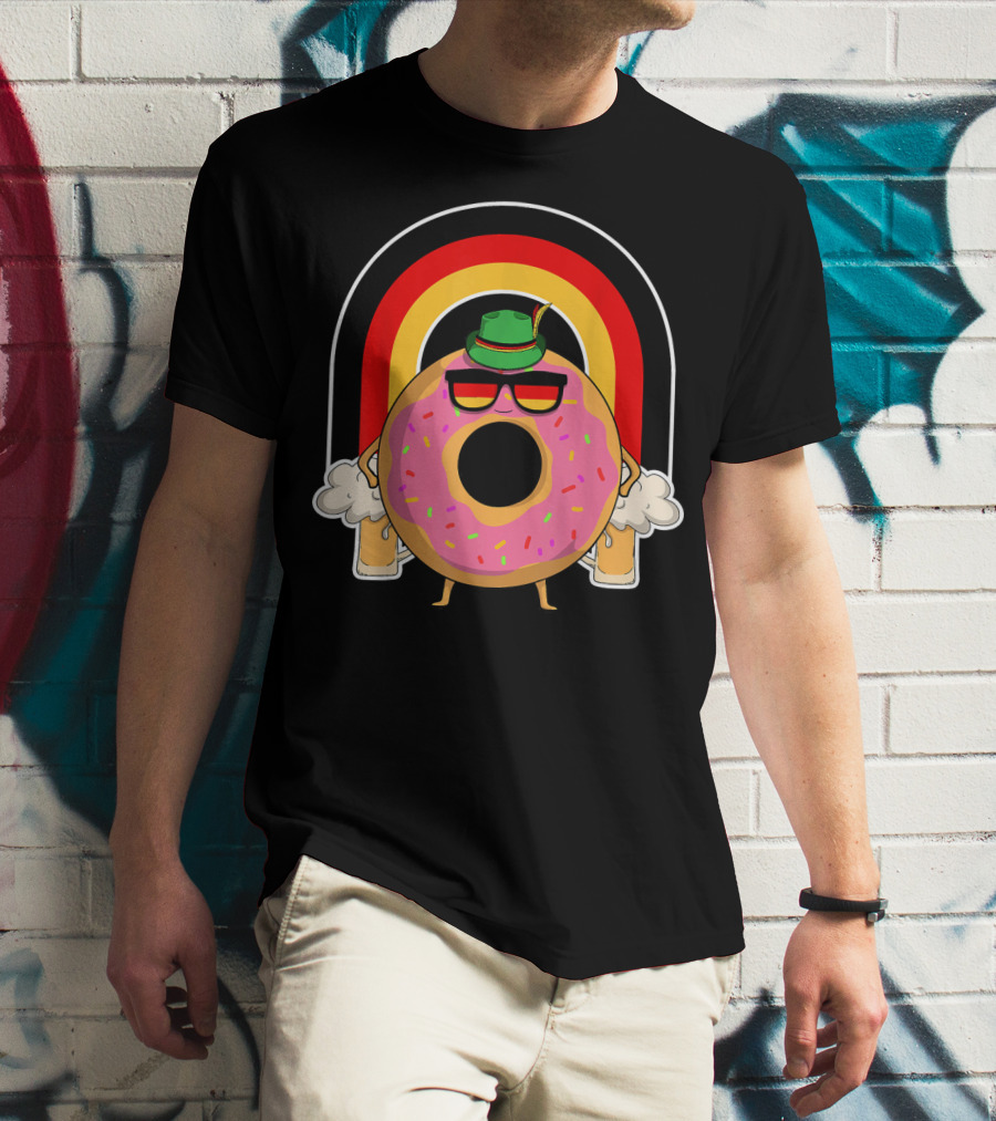 Donuts Beer Oktoberfest Prost German Fla Bavarian Rainbow Hat Party T-Shirt