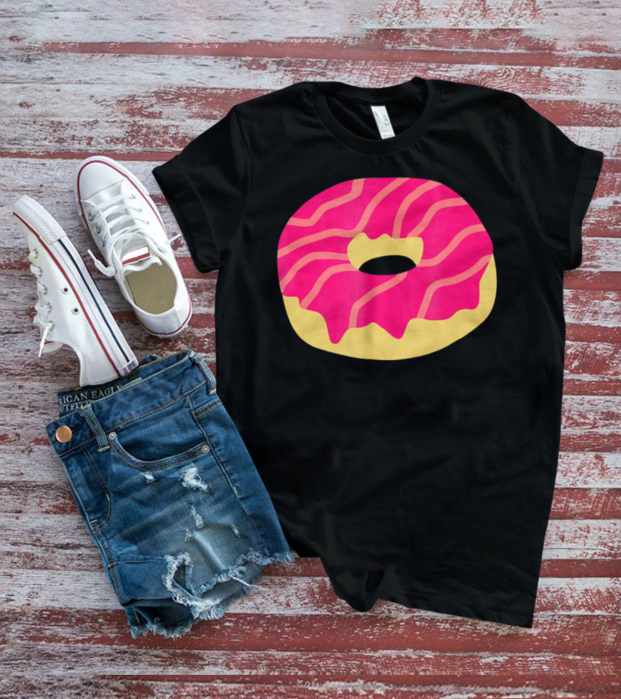 Donut With Pink Glaze And Vibrant Stripes T-Shirt