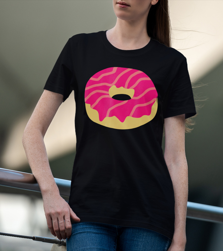 Donut With Pink Glaze And Vibrant Stripes T-Shirt
