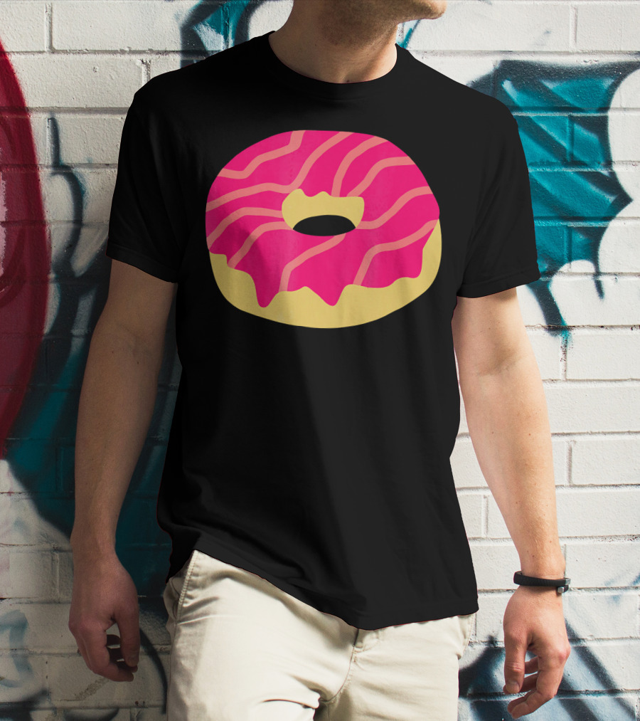 Donut With Pink Glaze And Vibrant Stripes T-Shirt