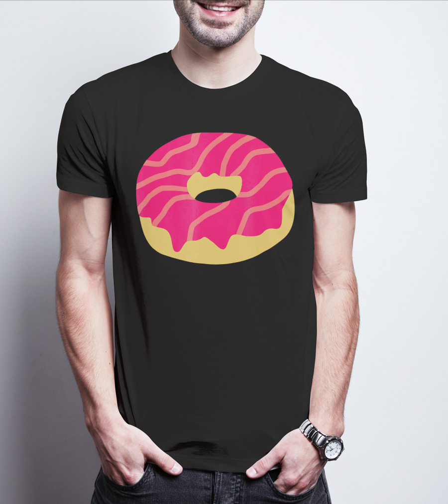 Donut With Pink Glaze And Vibrant Stripes T-Shirt