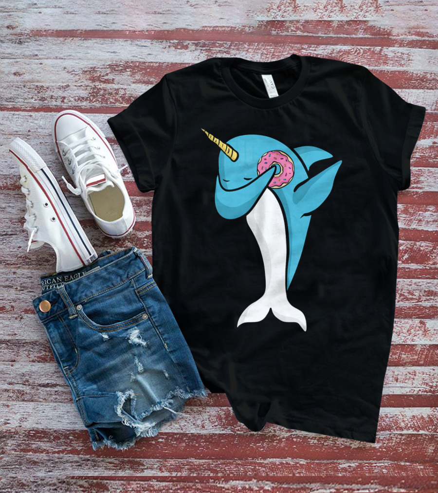 Narwhal Dabbing With Donut Pose T-Shirt