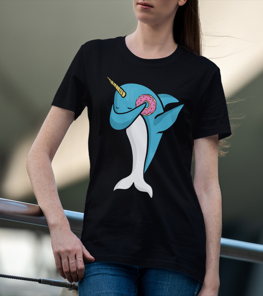 Narwhal Dabbing With Donut Pose T-Shirt