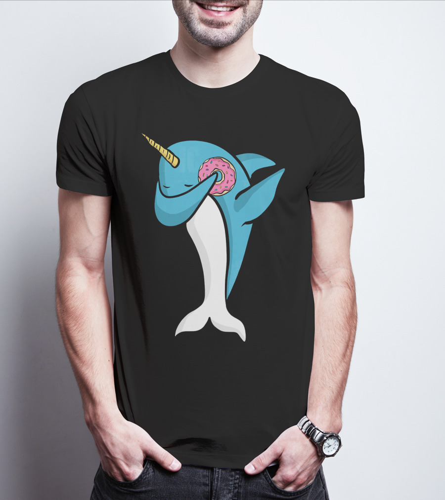 Narwhal Dabbing With Donut Pose T-Shirt