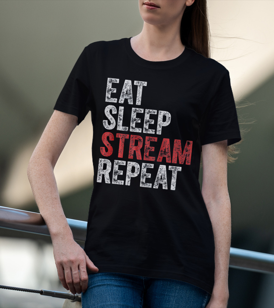 Eat Sleep Stream Repeat Bold Minimalist Gaming Lifestyle T-Shirt