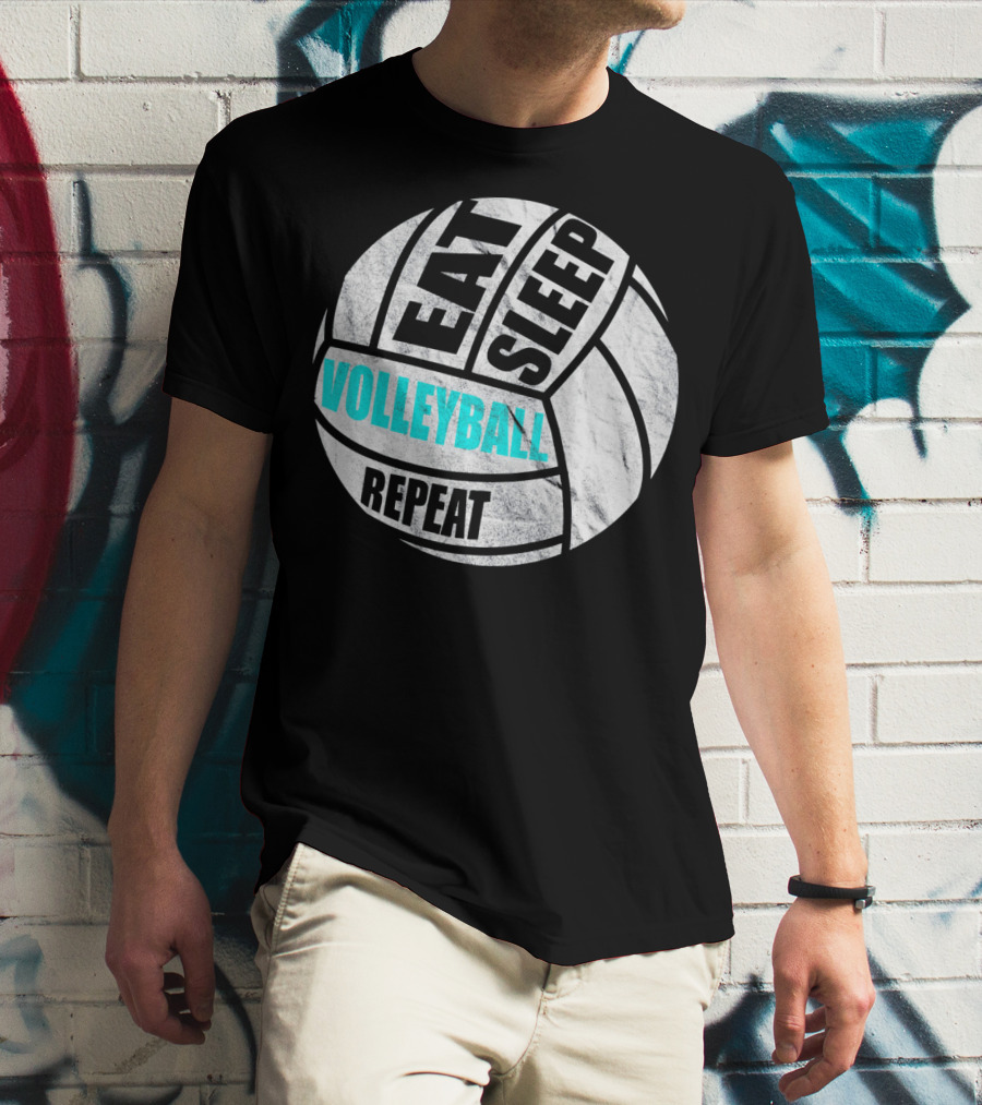 Eat Sleep Volleyball Repeat Distressed Girls Or Boys T-Shirt