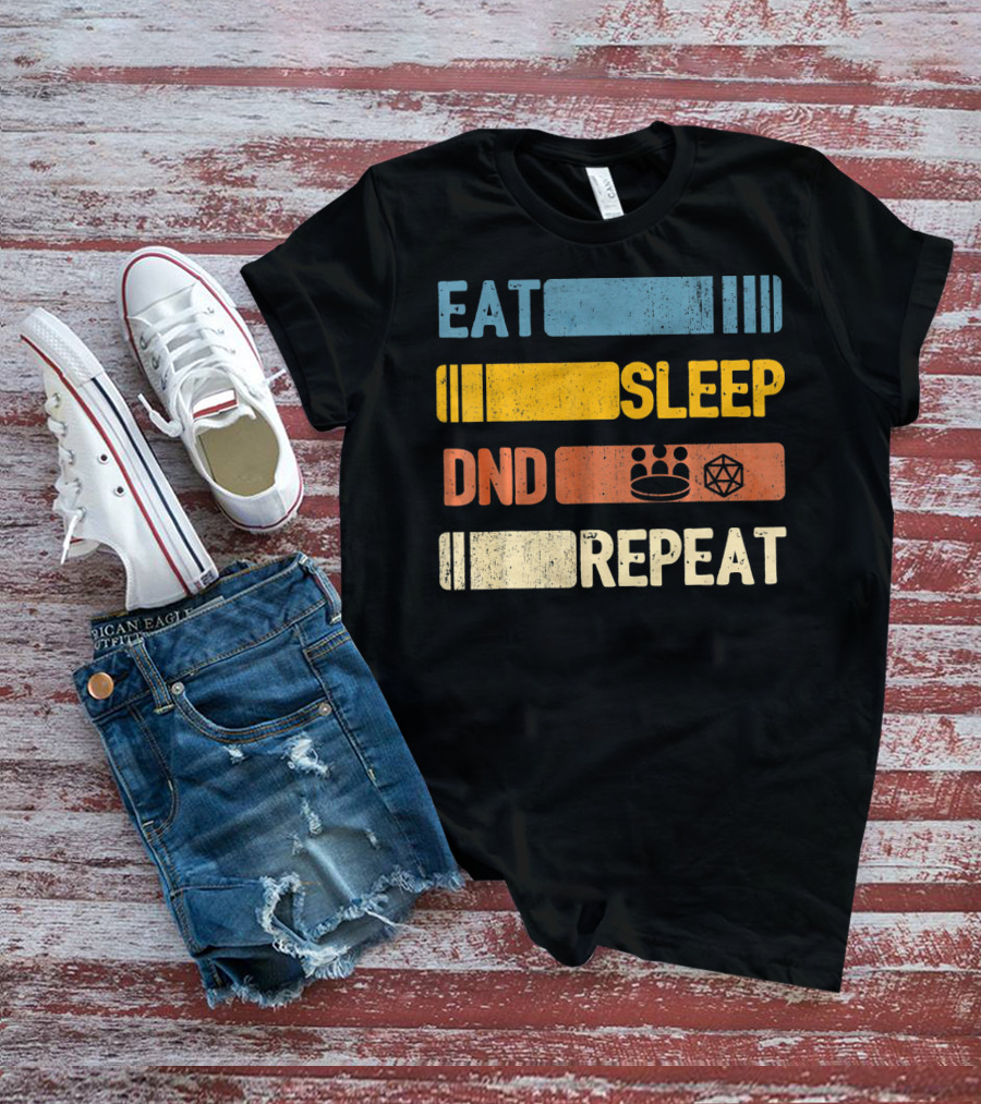 Eat Sleep DND Dice Crown Repeat T-Shirt