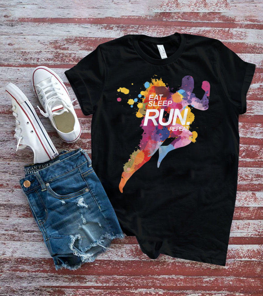 Eat Sleep Run Repeat Colorful Runner T-Shirt
