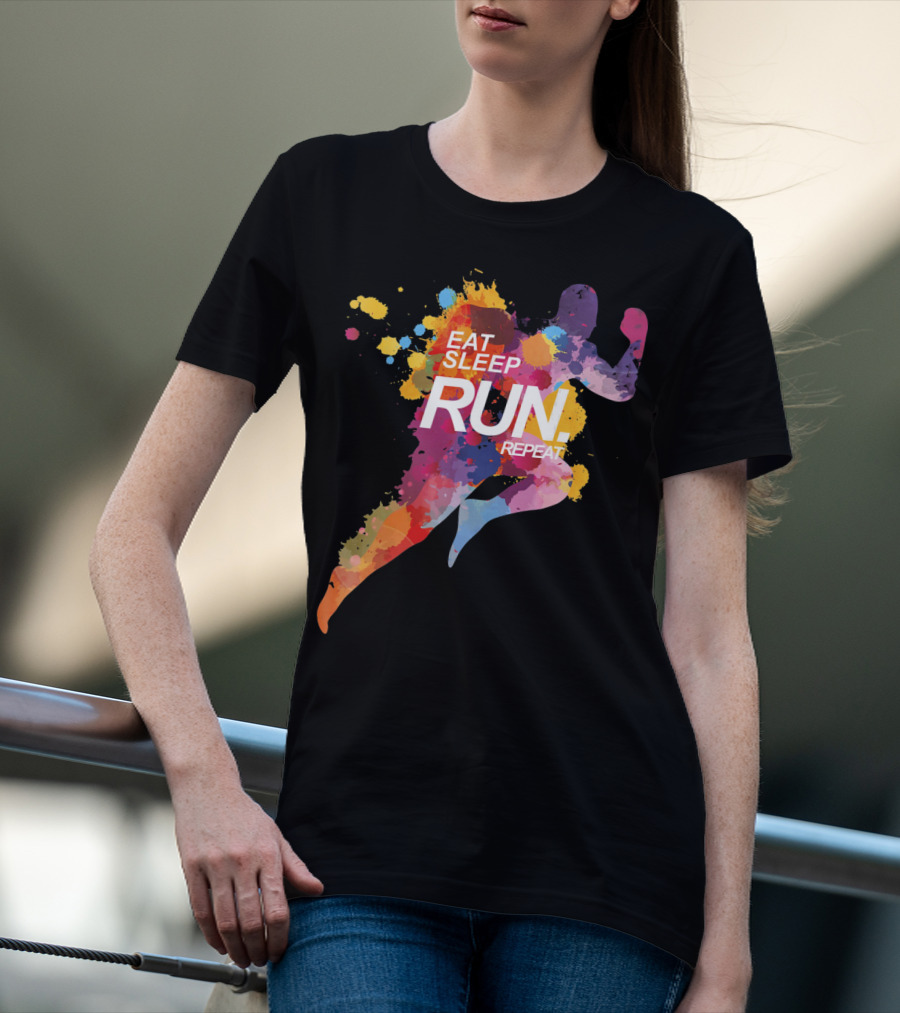 Eat Sleep Run Repeat Colorful Runner T-Shirt
