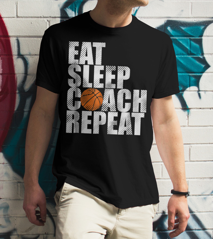 Eat Sleep Coach Basketball Repeat Vintage Style Fun Sports T-Shirt