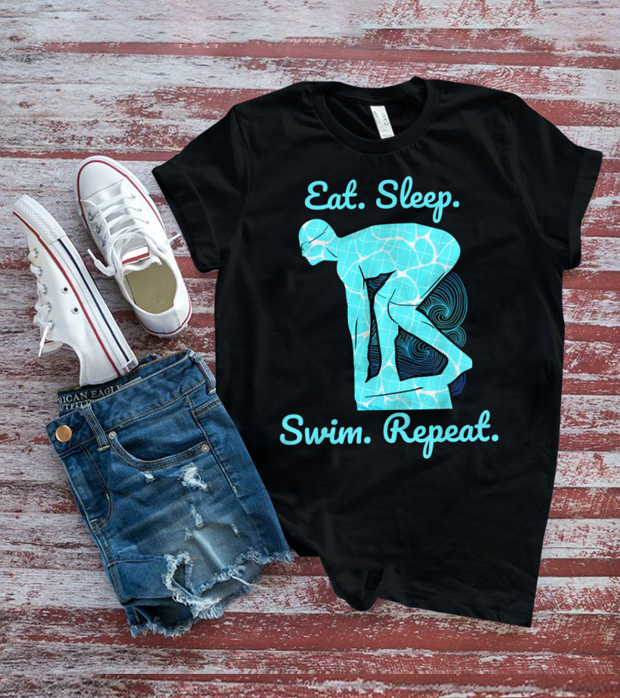 Eat Sleep Swim Repeat Swimmer In Diving Stance T-Shirt