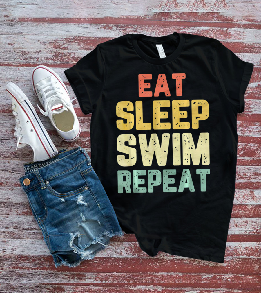 Eat Sleep Swim Repeat Swimming Vintage T-Shirt