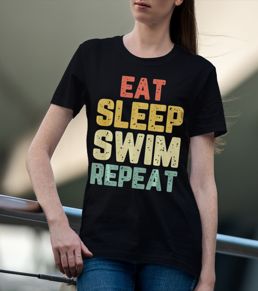 Eat Sleep Swim Repeat Swimming Vintage T-Shirt