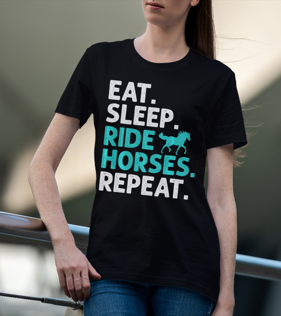 Eat Sleep Ride Horses Repeat Vintage Horse T-Shirt