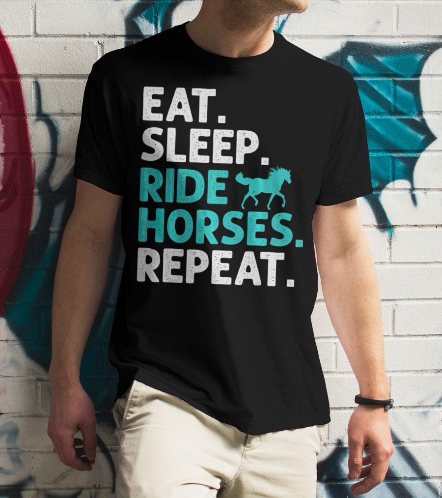 Eat Sleep Ride Horses Repeat Vintage Horse T-Shirt