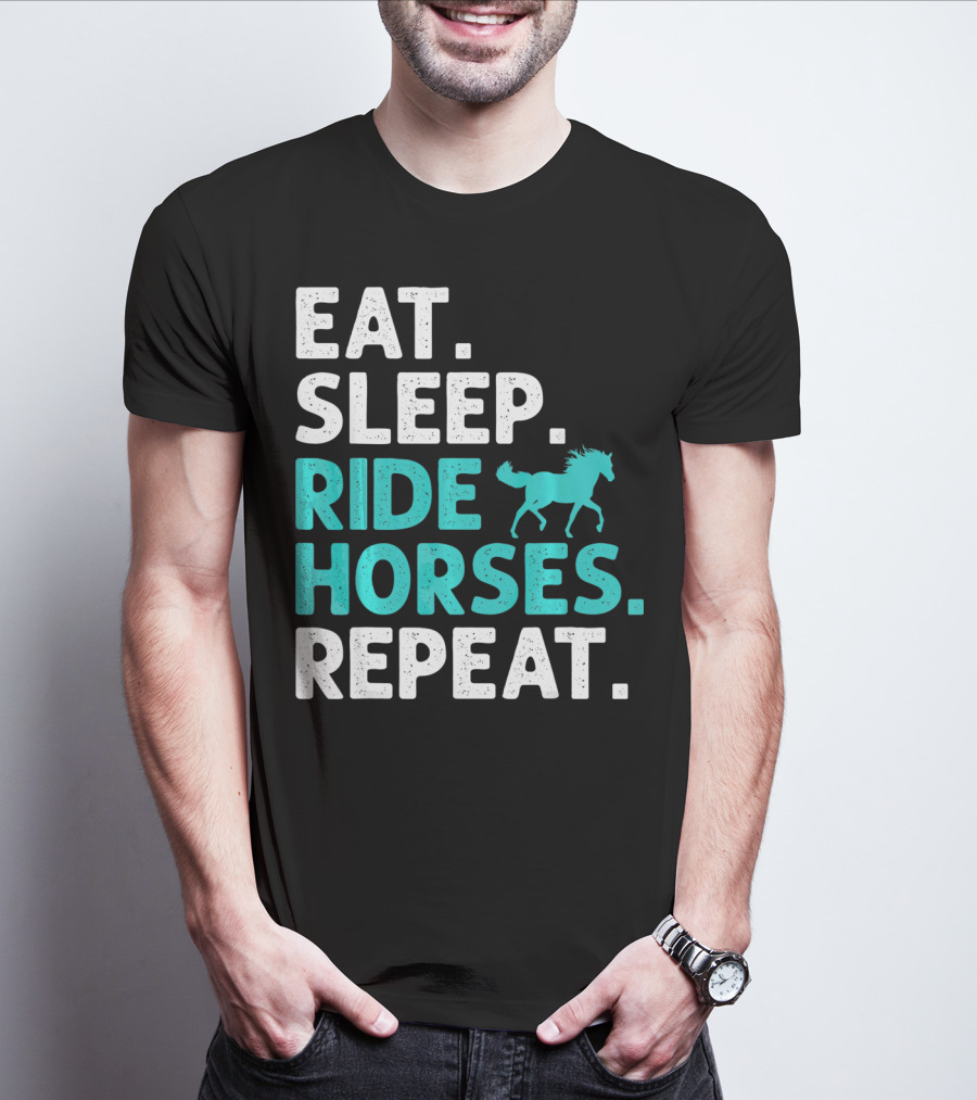 Eat Sleep Ride Horses Repeat Vintage Horse T-Shirt