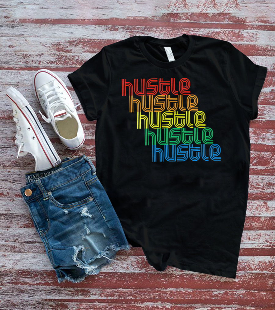 Hustle Hustle Hustle Hustle Hustle Repeat Vintage Disco 70s T-Shirt