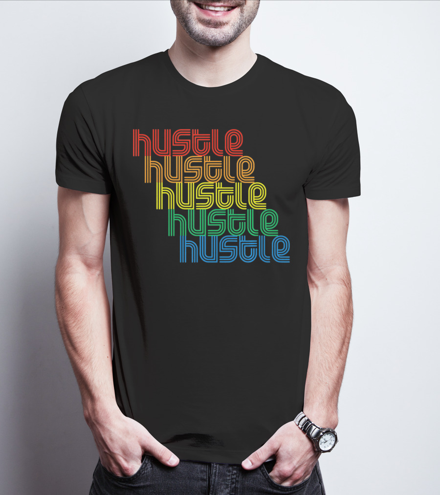 Hustle Hustle Hustle Hustle Hustle Repeat Vintage Disco 70s T-Shirt