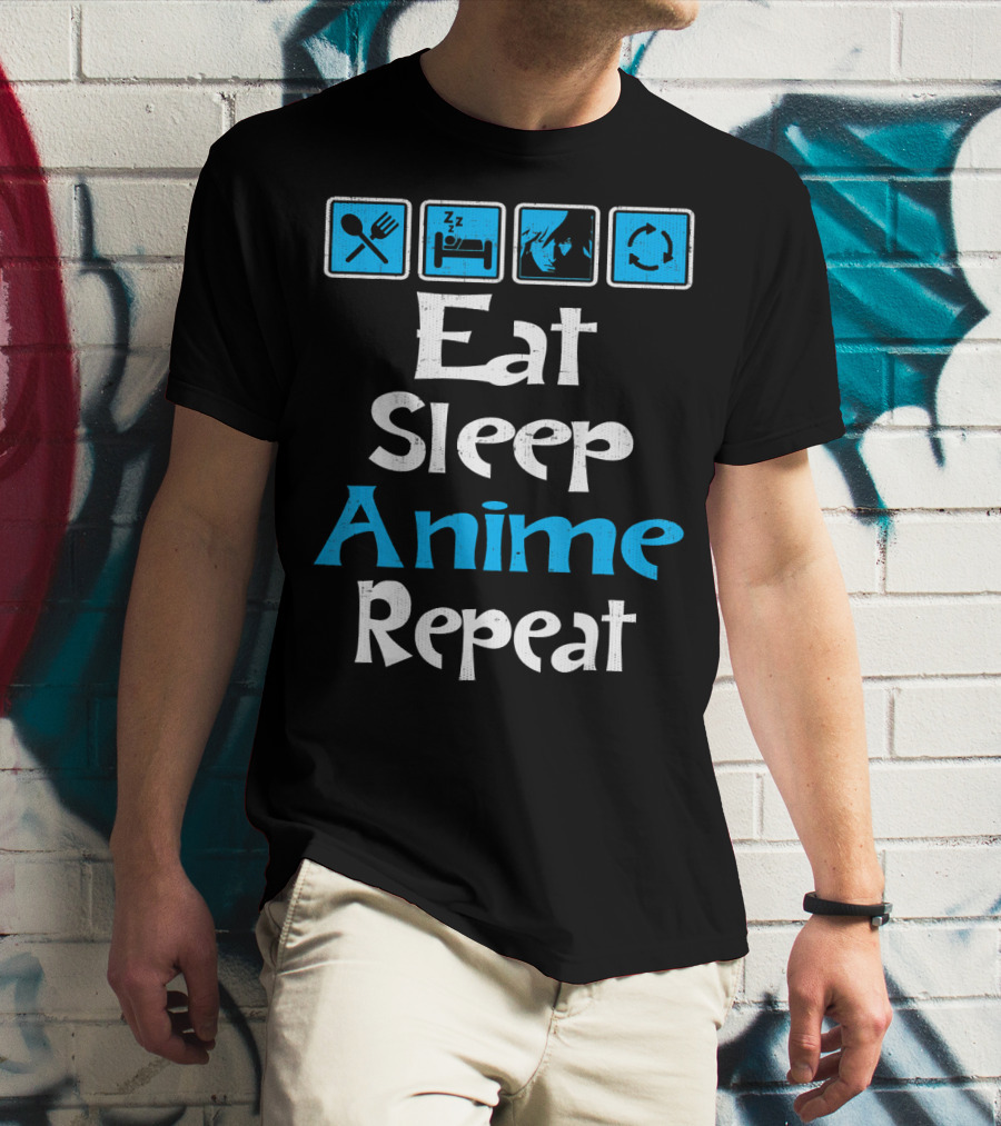 Eat Sleep Anime Repeat Manga SciFi T-Shirt