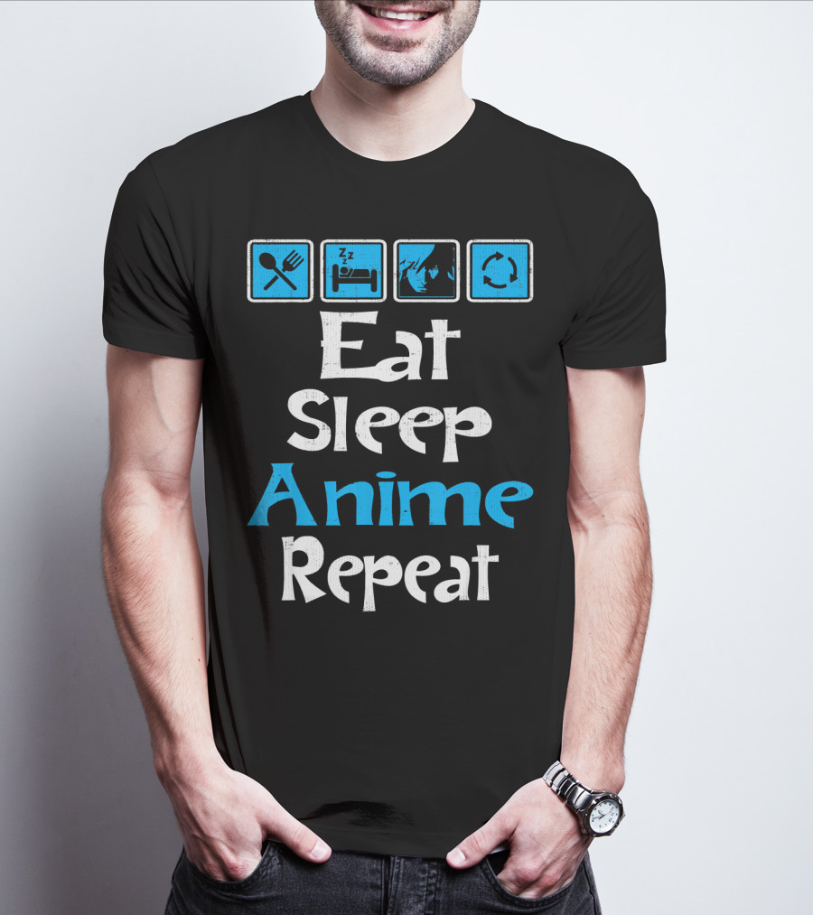 Eat Sleep Anime Repeat Manga SciFi T-Shirt