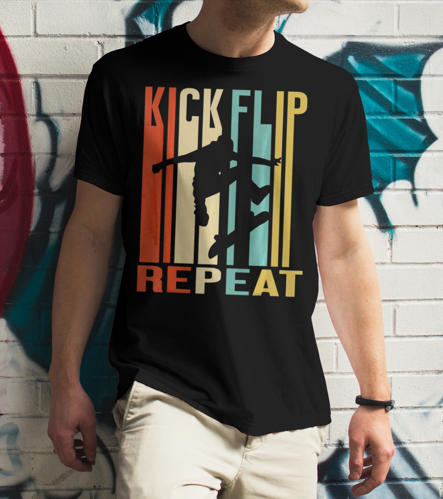 Kick Flip Repeat Vintage Skateboarding T-Shirt