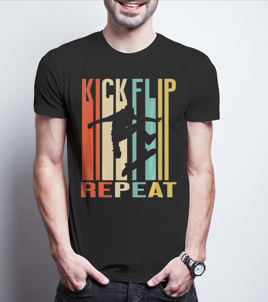 Kick Flip Repeat Vintage Skateboarding T-Shirt