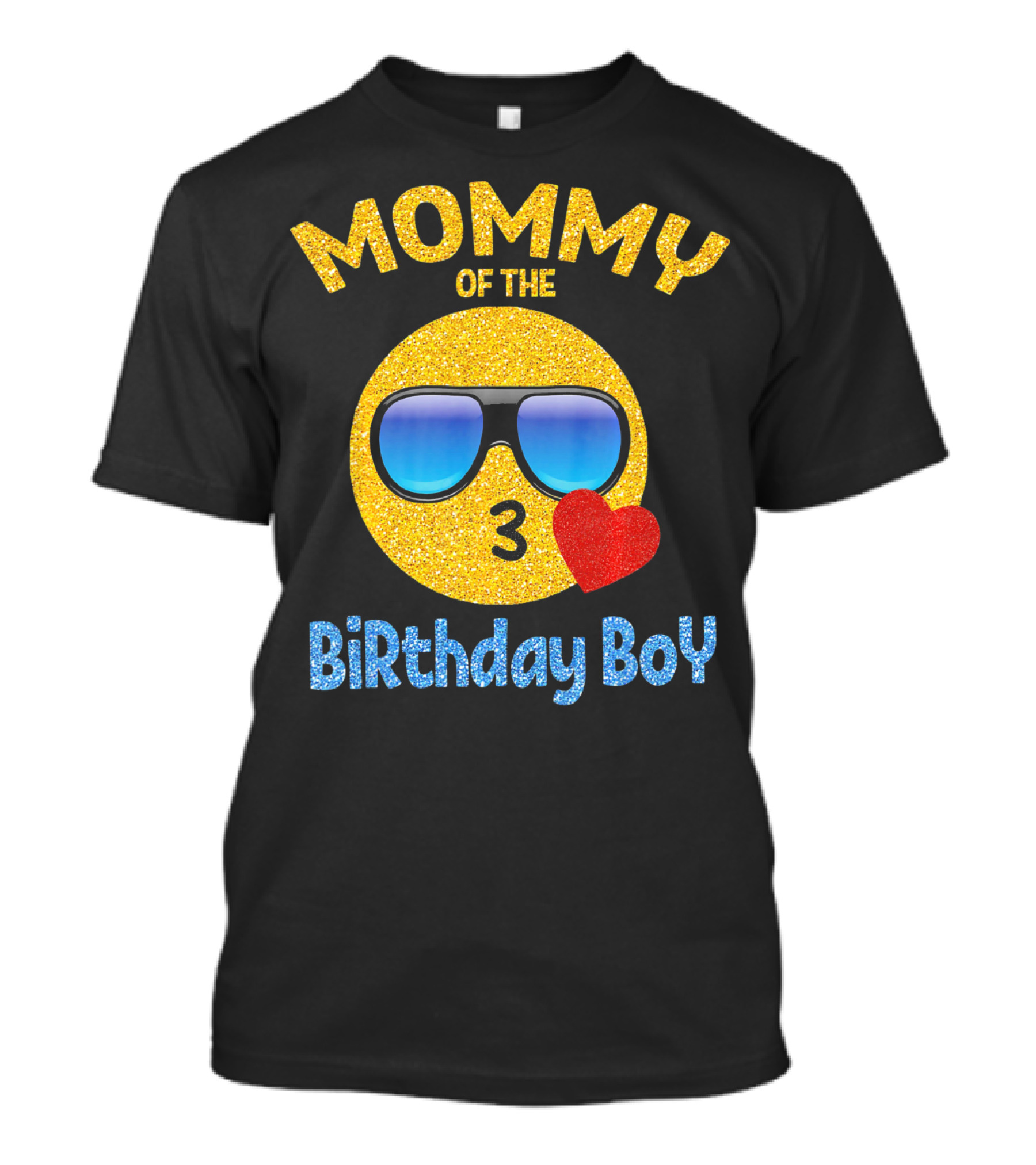 MOMMY OF THE BIRTHDAY BOY EMOJI SUNGLASSES HEART T-Shirt