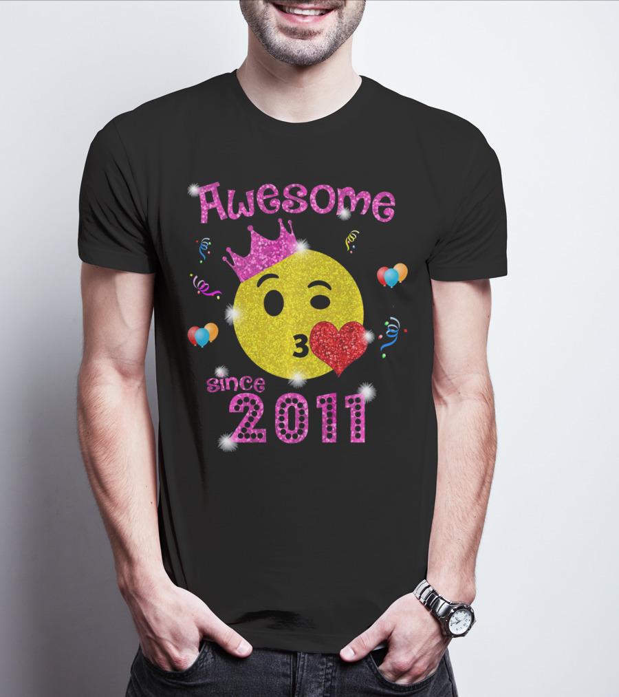 Awesome Emoji Birthday Since 2011 7 Years Old T-Shirt