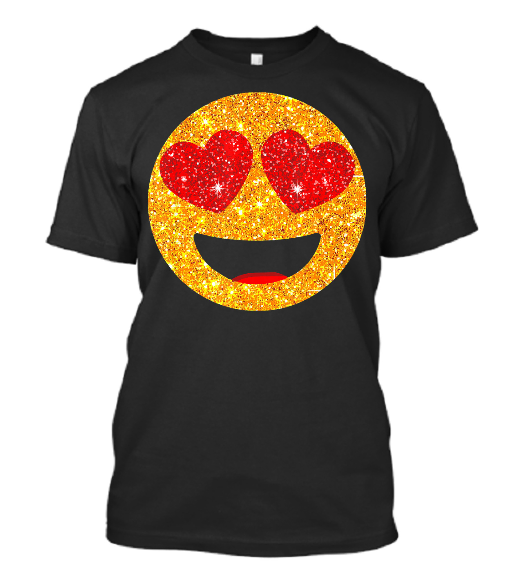 Valentines Day Heart Eyes Emoji Glittering Love Face T-Shirt