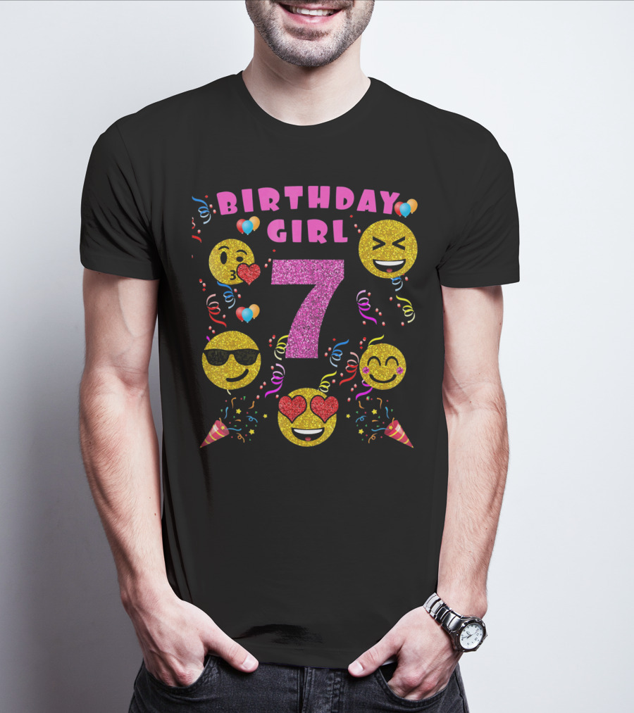 Birthday Girl 7 Emoji Party Celebration Fun T-Shirt