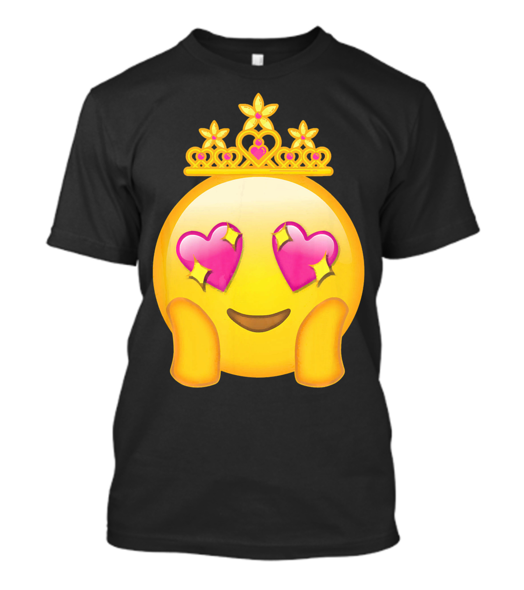Emoticon Queen Heart Eyes Emoji With Crown Princess T-Shirt