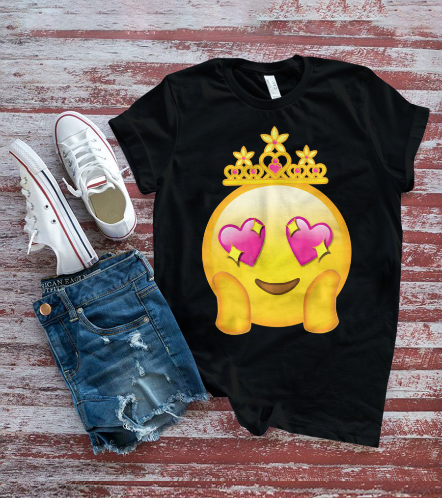 Emoticon Queen Heart Eyes Emoji With Crown Princess T-Shirt