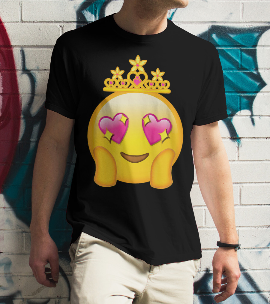 Emoticon Queen Heart Eyes Emoji With Crown Princess T-Shirt