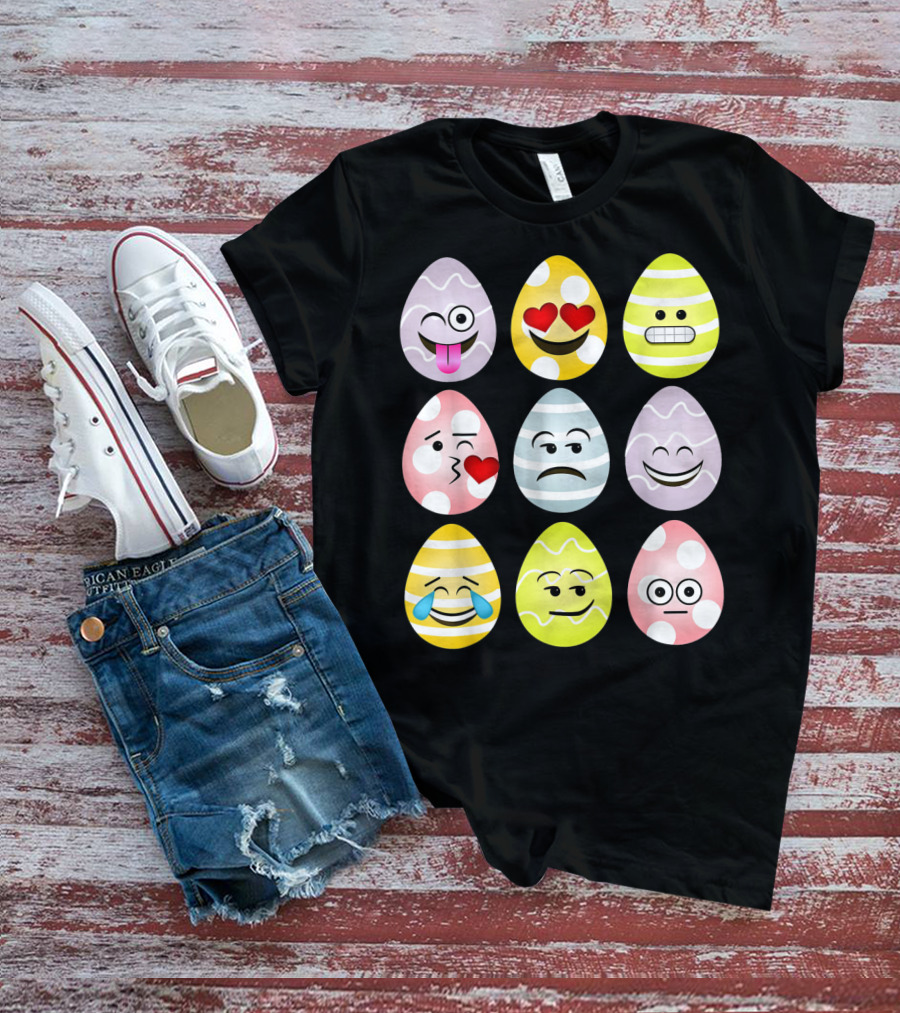 Easter Egg Emoji Faces Fun Expressions T-Shirt