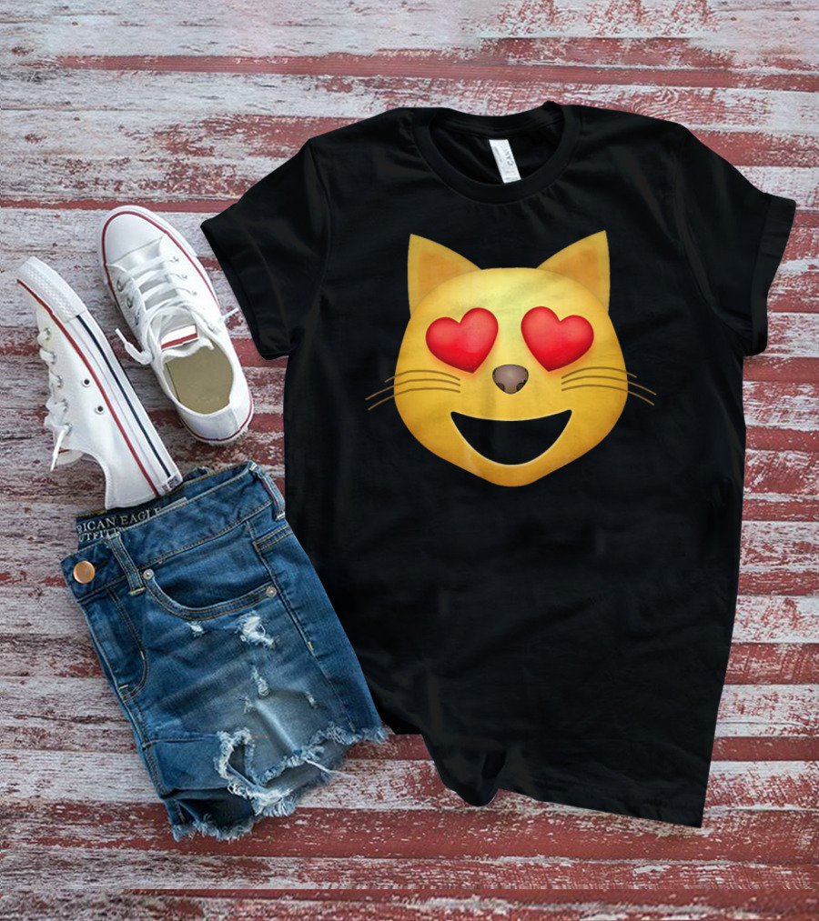 Smiling Cat Face With Heart Eyes Emoji T-Shirt