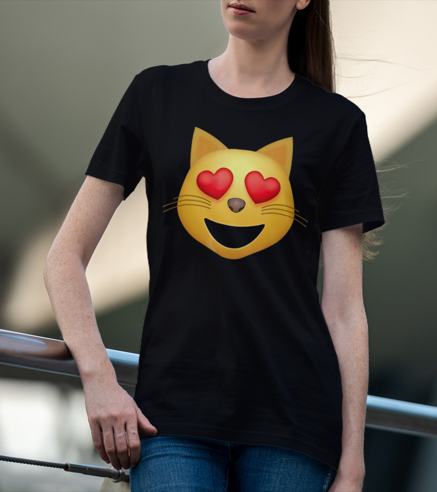 Smiling Cat Face With Heart Eyes Emoji T-Shirt