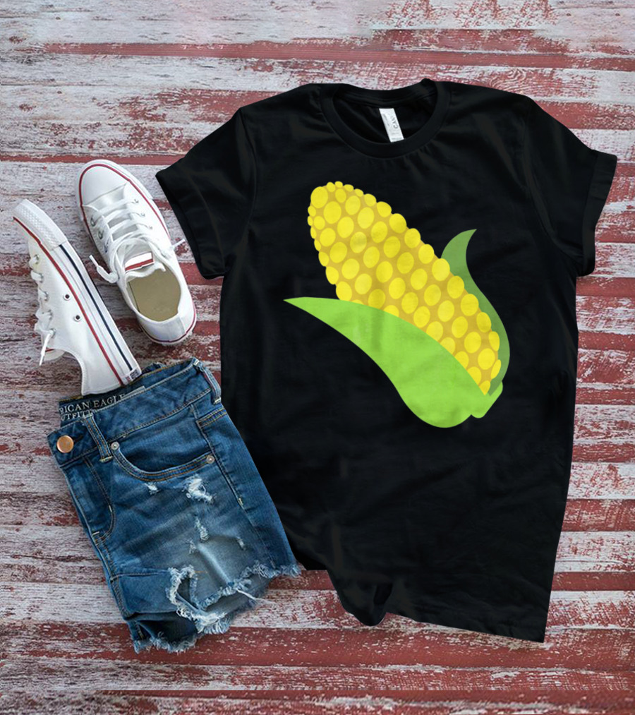 Emoji Corn On The Cob Yellow Kernels Green Husk T-Shirt