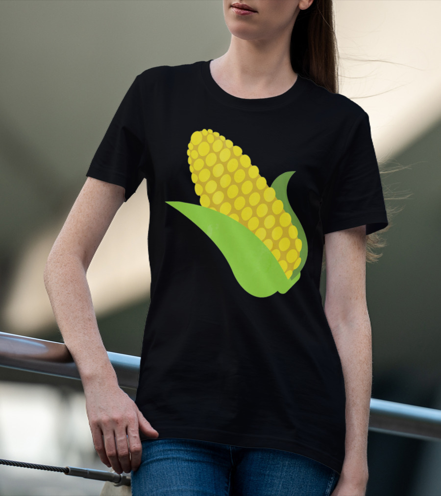 Emoji Corn On The Cob Yellow Kernels Green Husk T-Shirt
