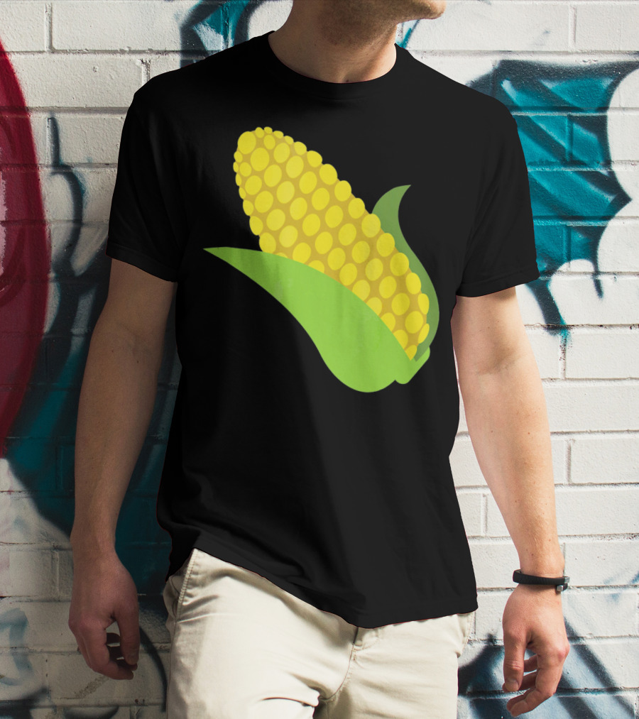 Emoji Corn On The Cob Yellow Kernels Green Husk T-Shirt
