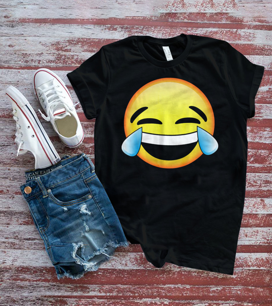 HD Emoji Tears Of Joy Face Laughin Hilarious Expression T-Shirt