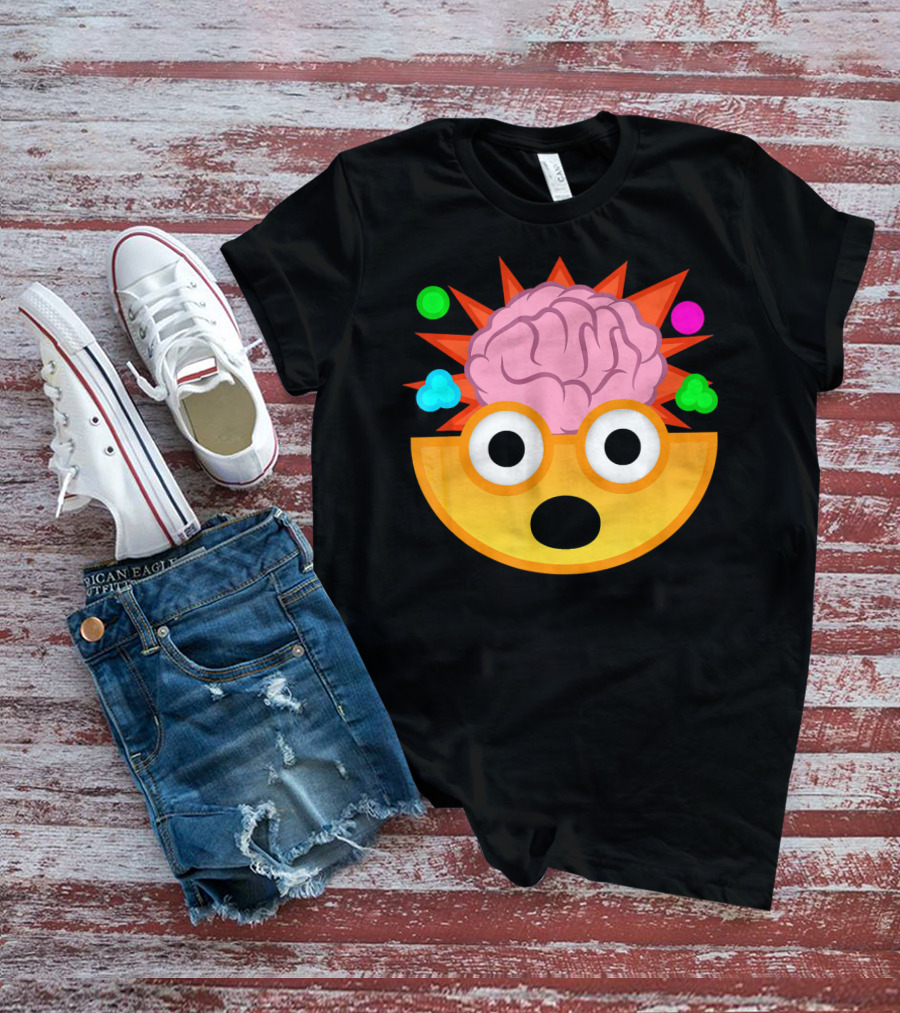 Mind Blown Face Emoji Exploding Brain With Glasses T-Shirt