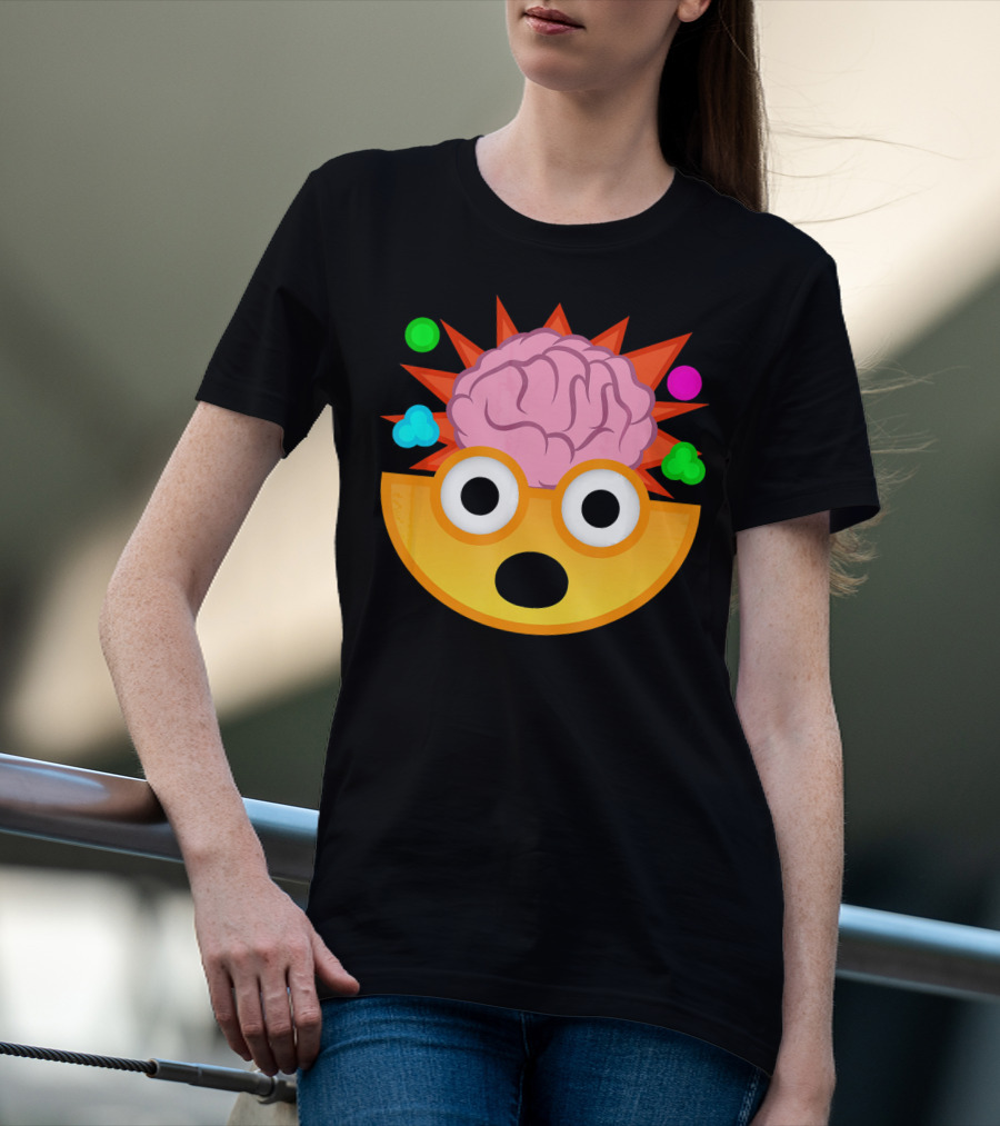 Mind Blown Face Emoji Exploding Brain With Glasses T-Shirt