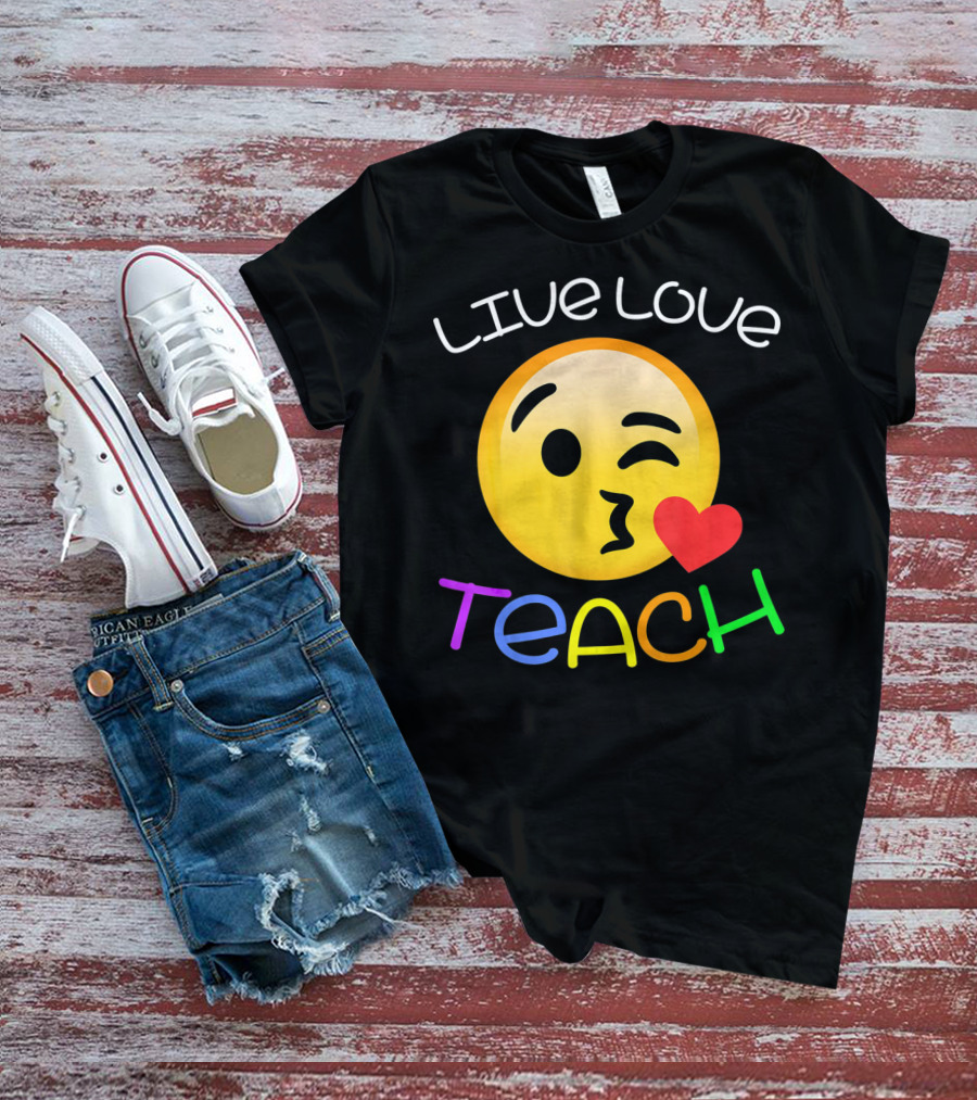 LIVE Love Teach Emoji Hearts T-Shirt