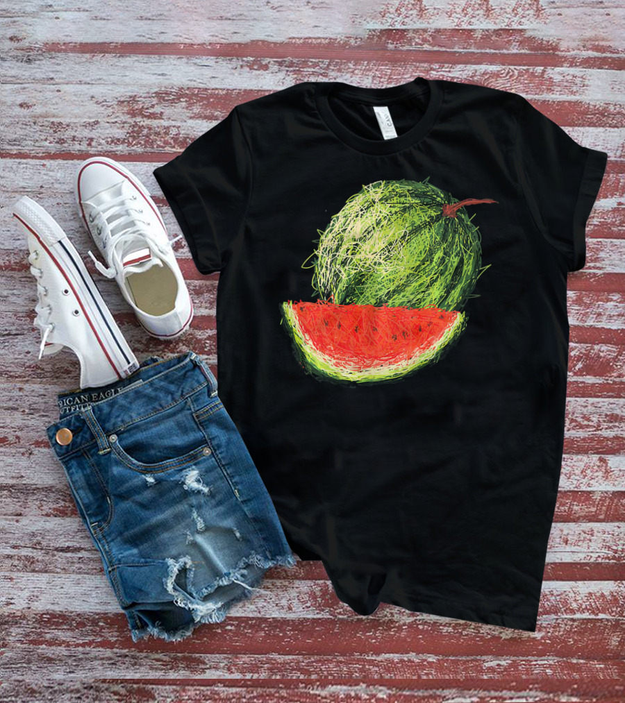 Huge Watermelon Fruit Sketch T-Shirt