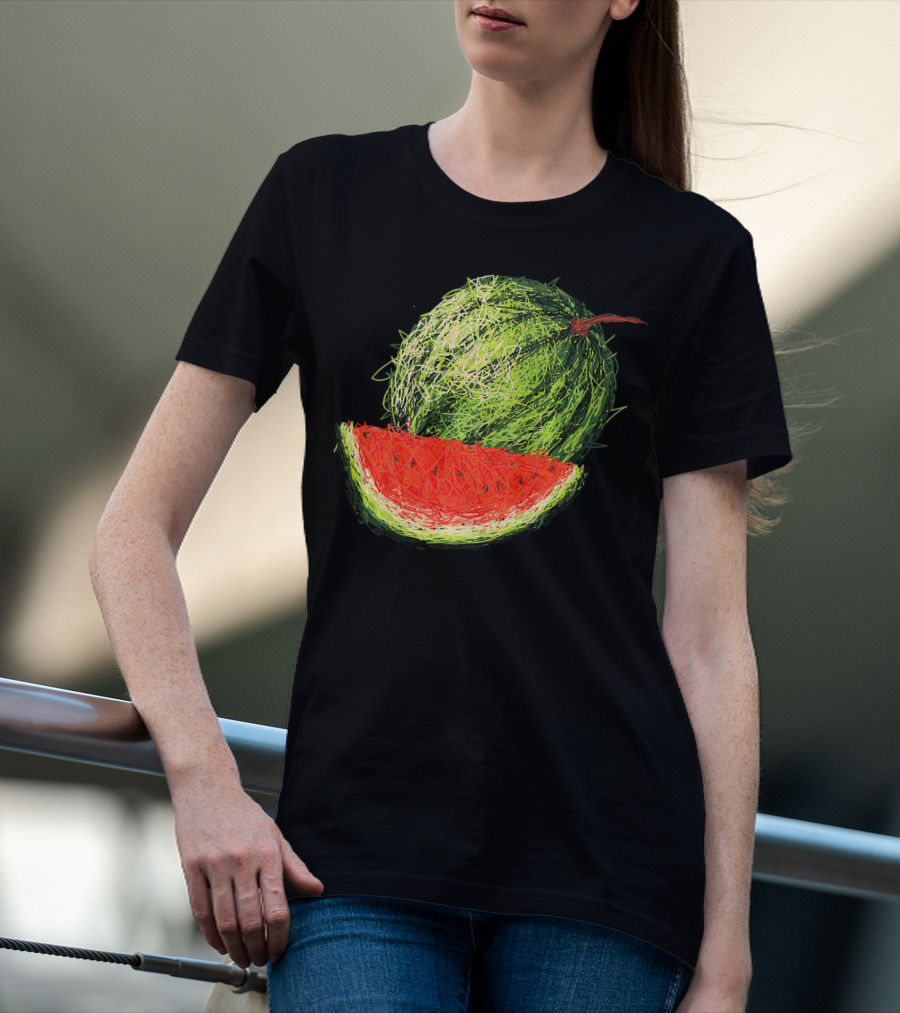 Huge Watermelon Fruit Sketch T-Shirt