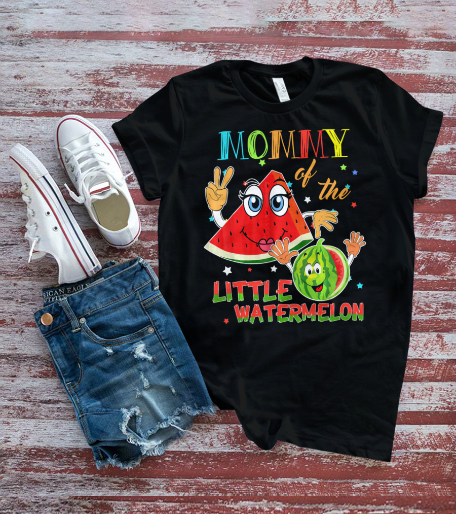 Mommy Of The Little Watermelon Funny Matching Birthday T-Shirt