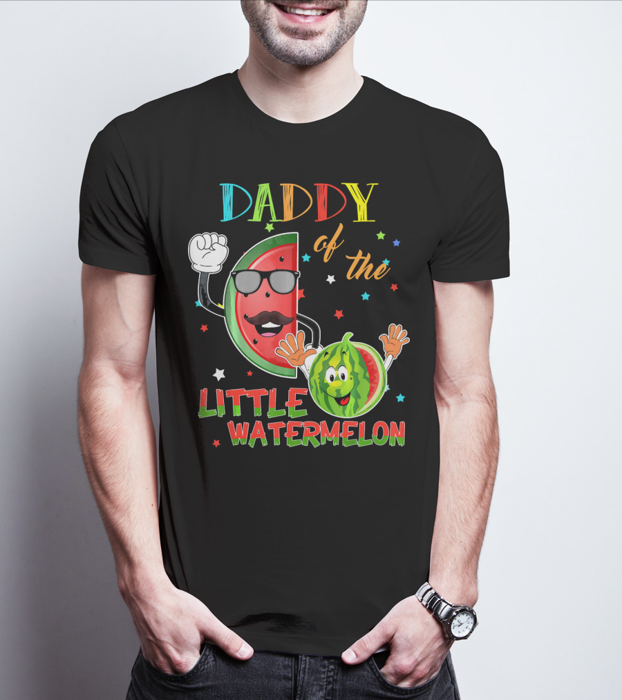 Daddy Of The Little Watermelon Funny Matching Birthday T-Shirt