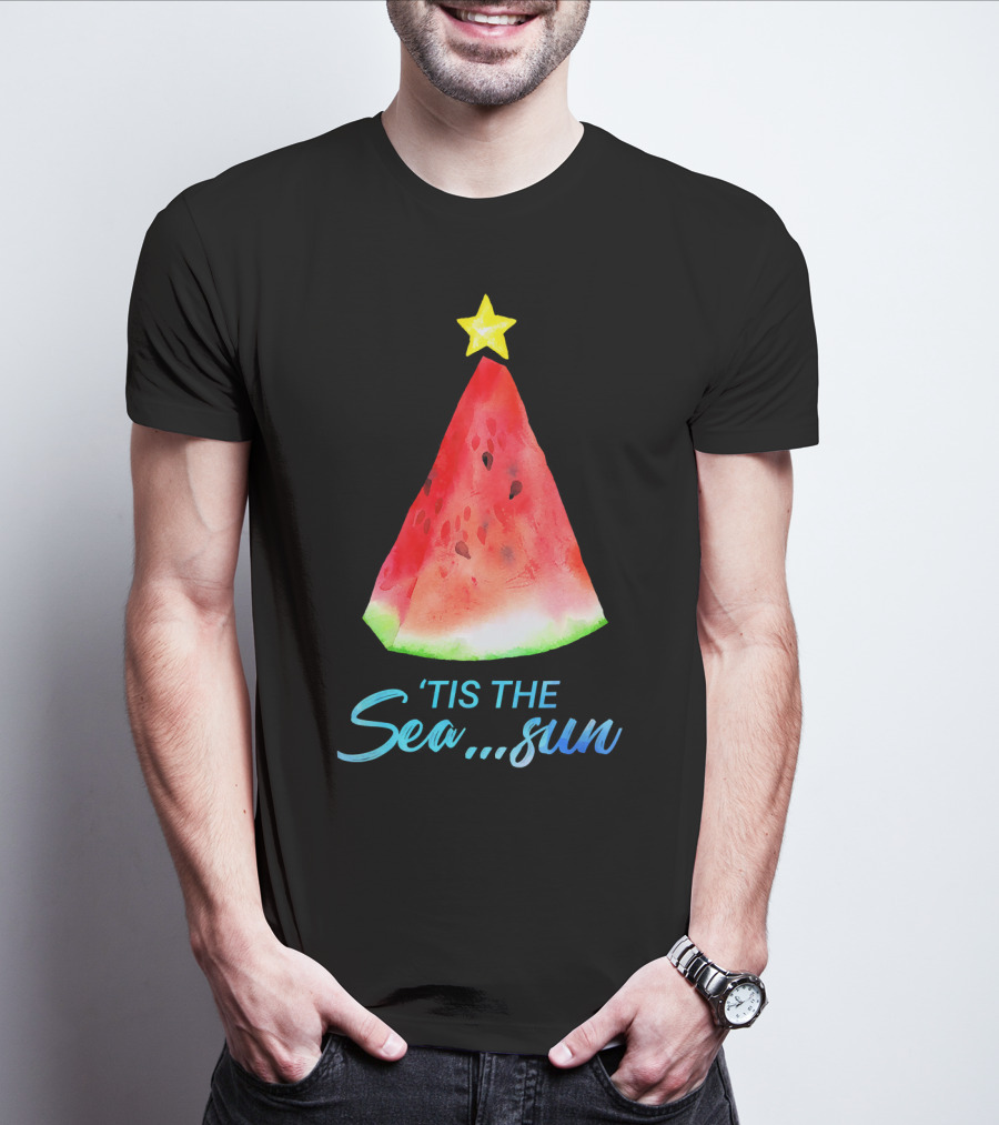 'Tis The Sea Sun Watermelon Christmas Tree T-Shirt