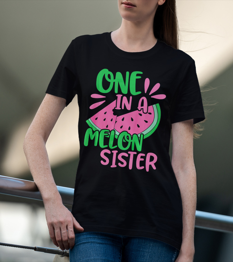 One In A Melon Sister Cute Pink Watermelon T-Shirt